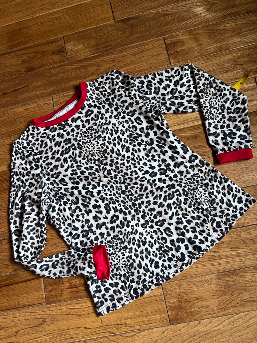 Leopard Print Top with Red Trim